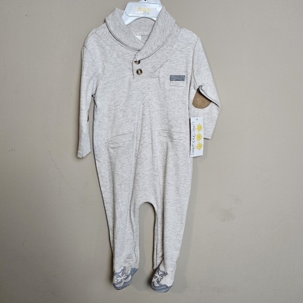 Little Chickadees Boys NWT 9M Footed Snap Closure Jumper 1pc‎ Outfit Elbow Pads